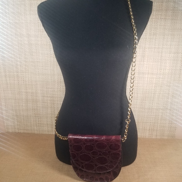 Vintage Gold Chain Joan & David Calfskin Patent Crossbody Bag - Picture 9 of 9